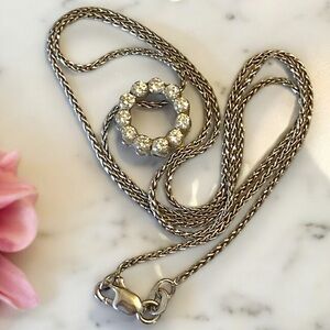 GORGEOUS 14k White Gold .50 CTW Small Diamond Circle Pendant 18” Chain Necklace!